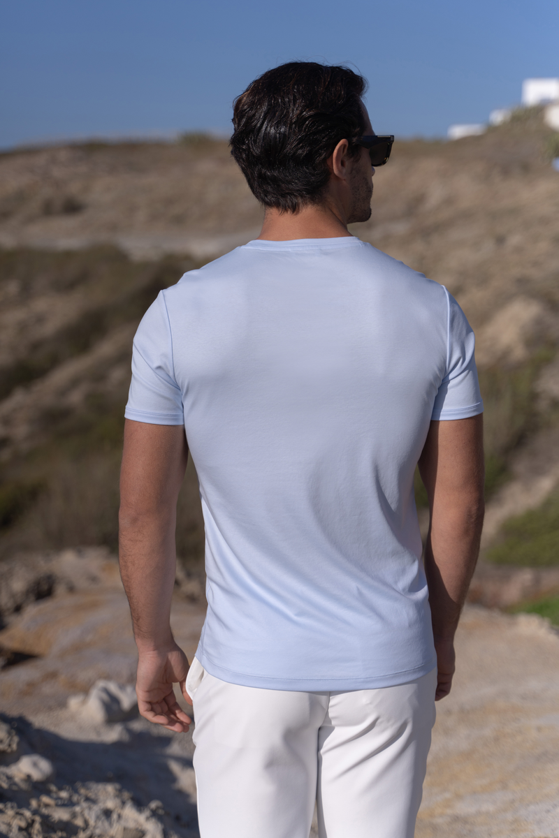 Mercerized Cotton T-Shirt — Light Blue