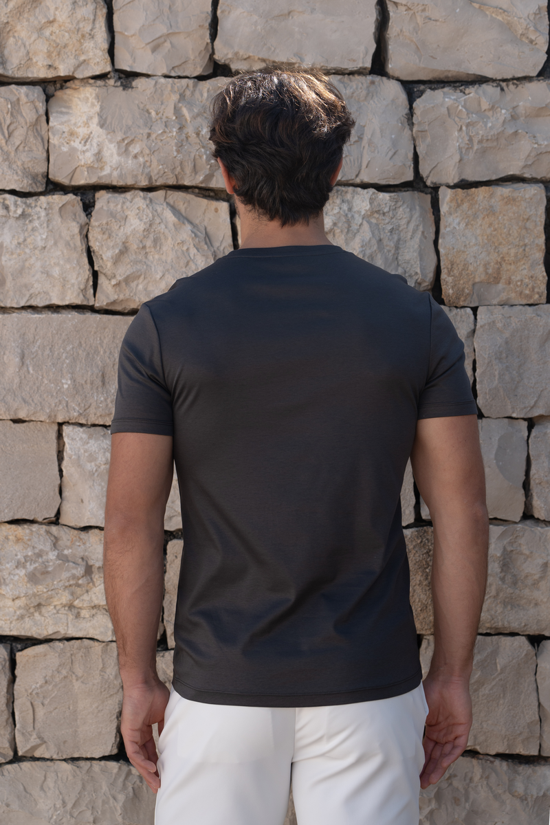 Fluid Cotton-Tencel-Silk T-Shirt — Grey