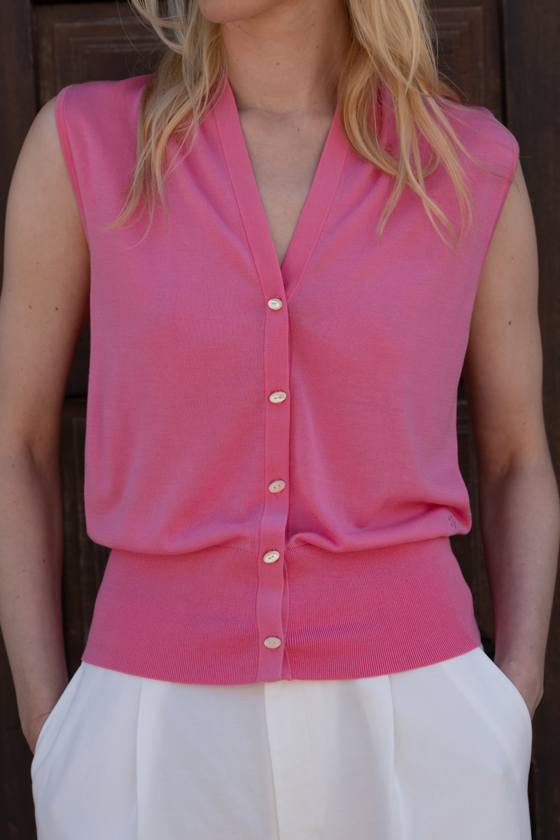 Sleeveless Knitted Top — Pink