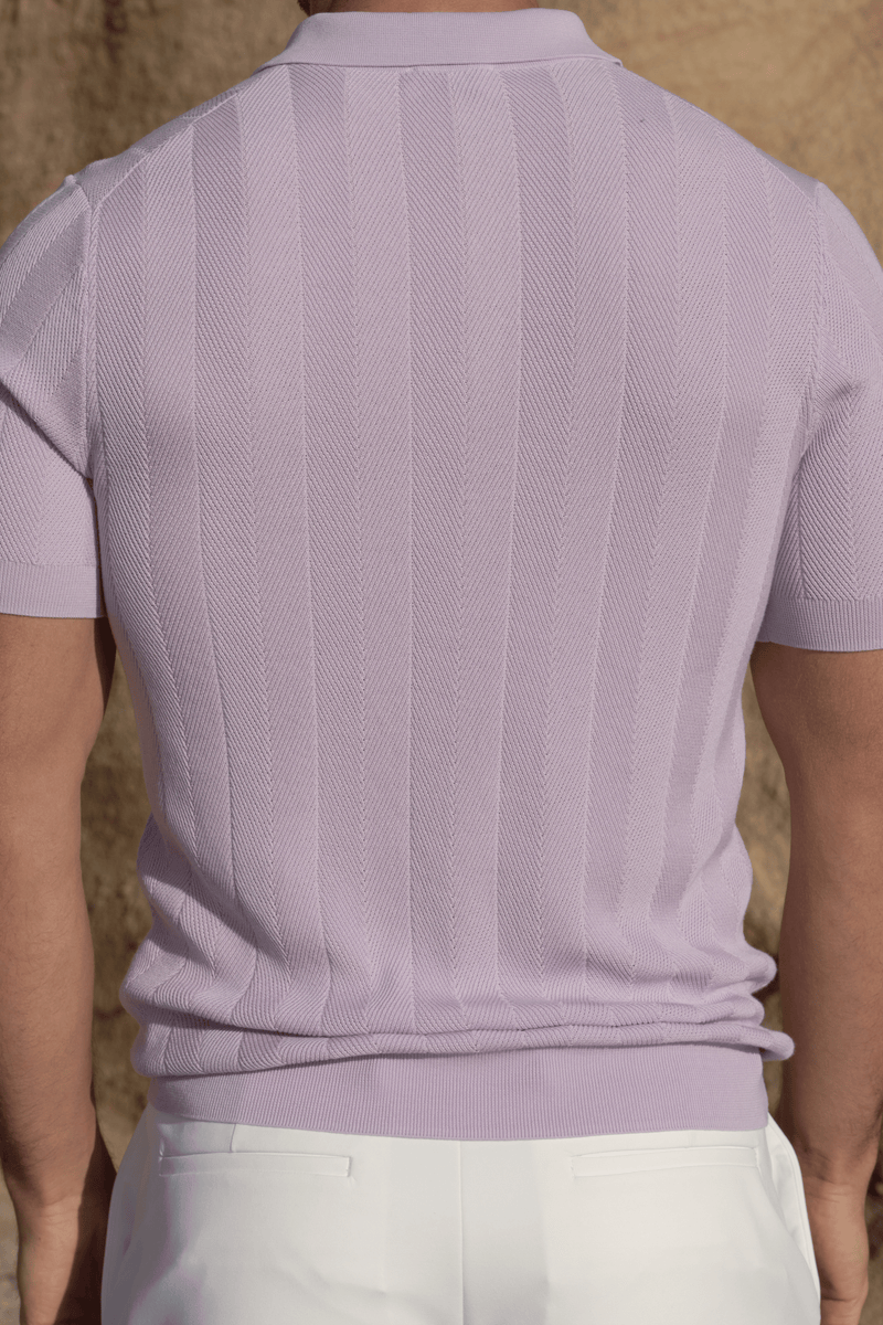 Structured Knitted Polo — Light Purple