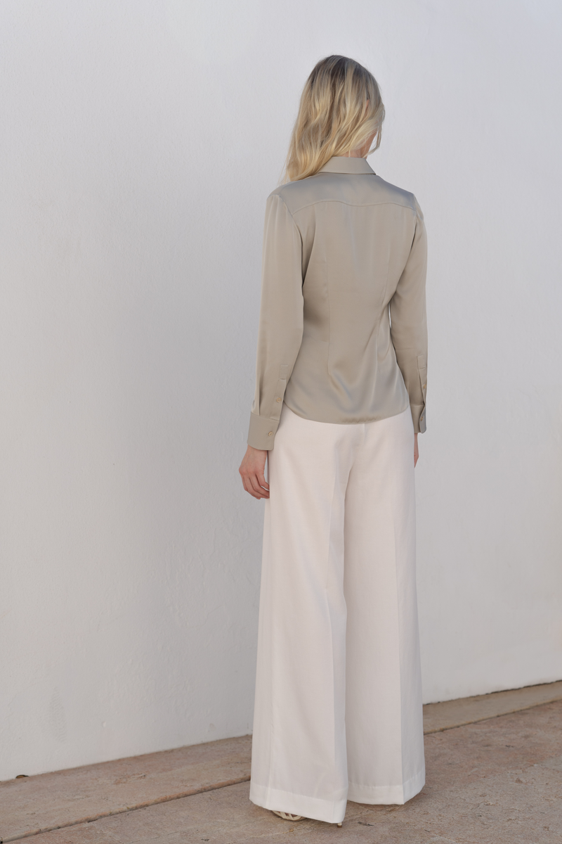 Wide Leg Casual Trousers — White