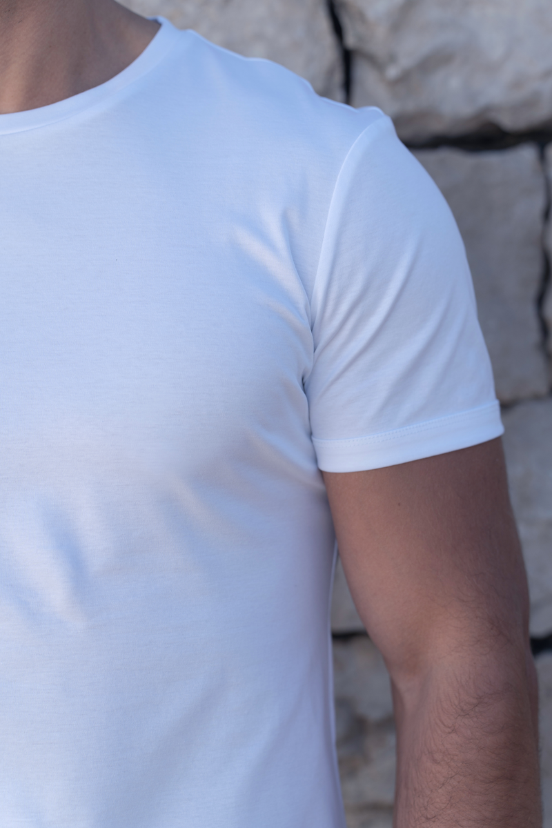 Fluid Cotton-Tencel-Silk T-Shirt — White