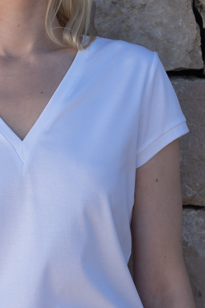 Fluid Cotton-Tencel-Silk T-Shirt — White