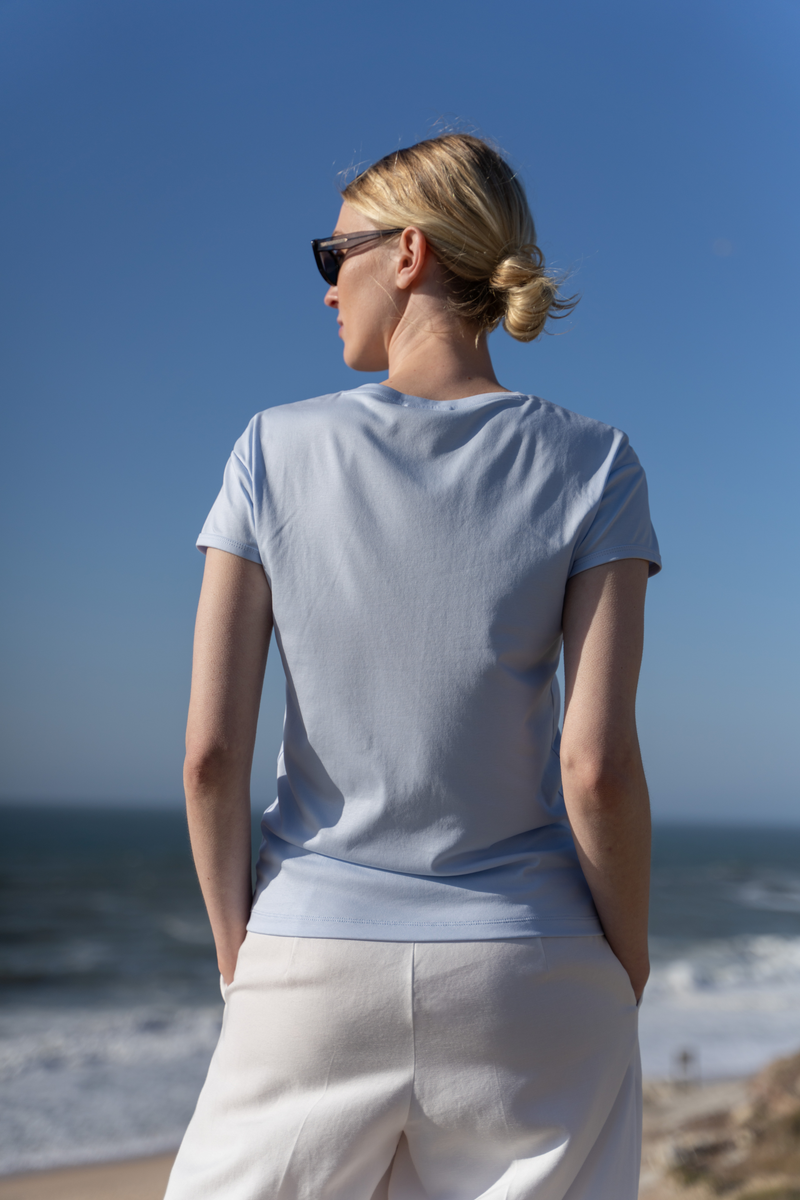 Mercerized Cotton T-Shirt — Light Blue