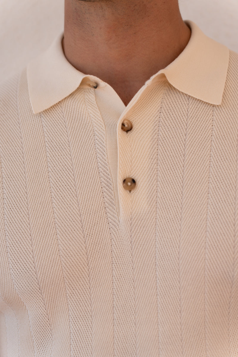Structured Knitted Polo — Royal Beige