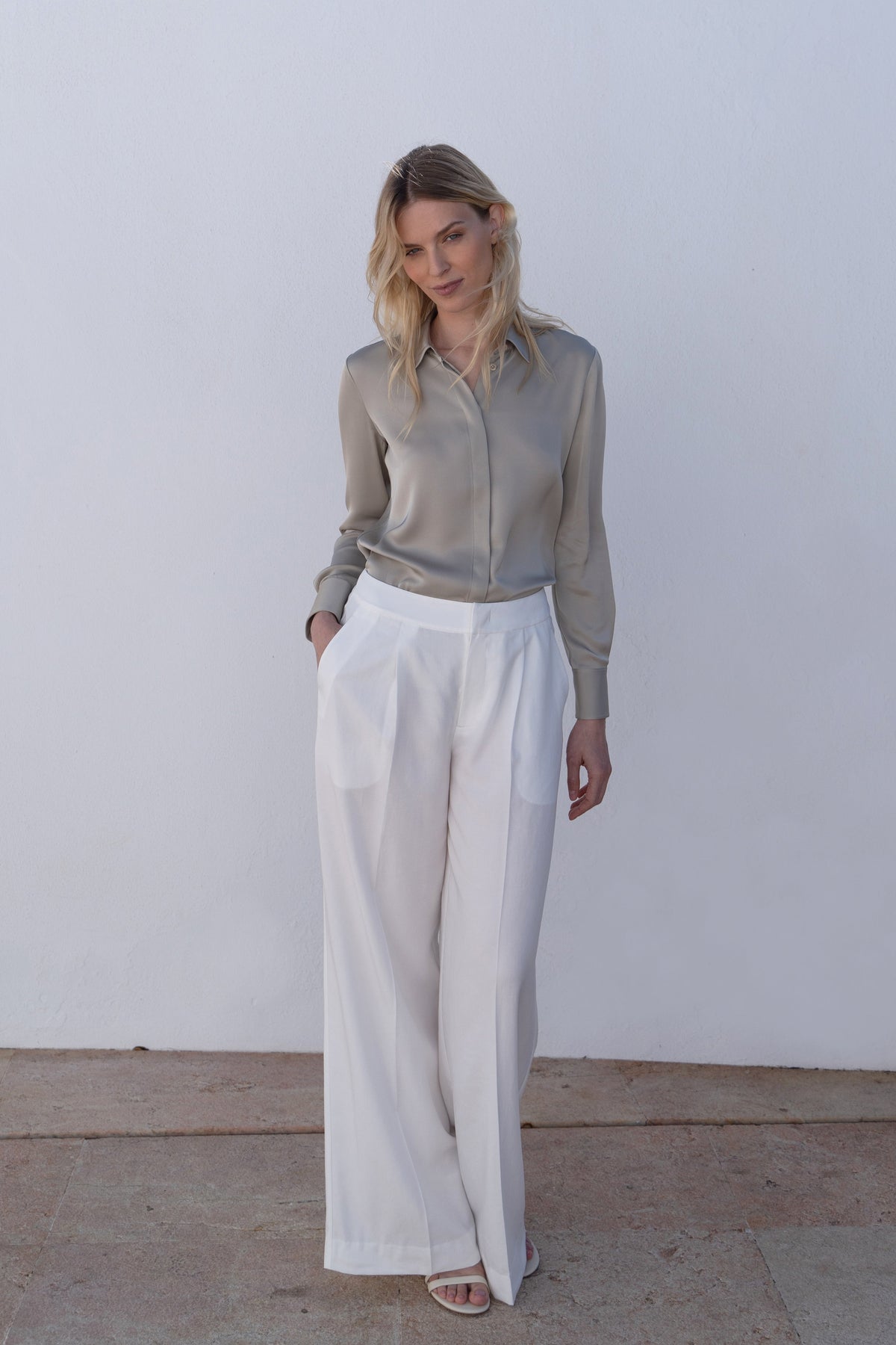 YVORA silk blouse with concealed placket