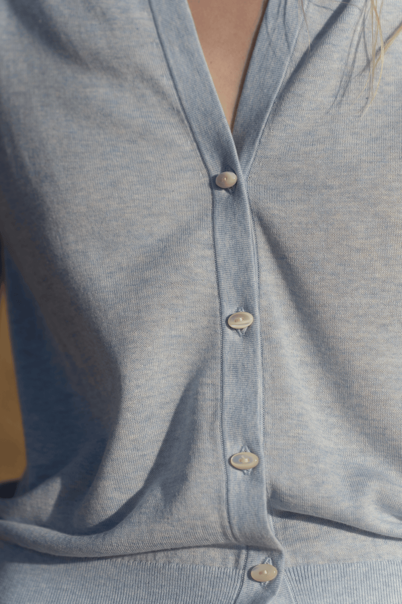 Sleeveless Knitted Top â€” Blue Melange
