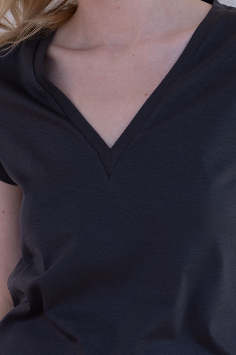 Fluid Cotton-Tencel-Silk T-Shirt â€” Grey