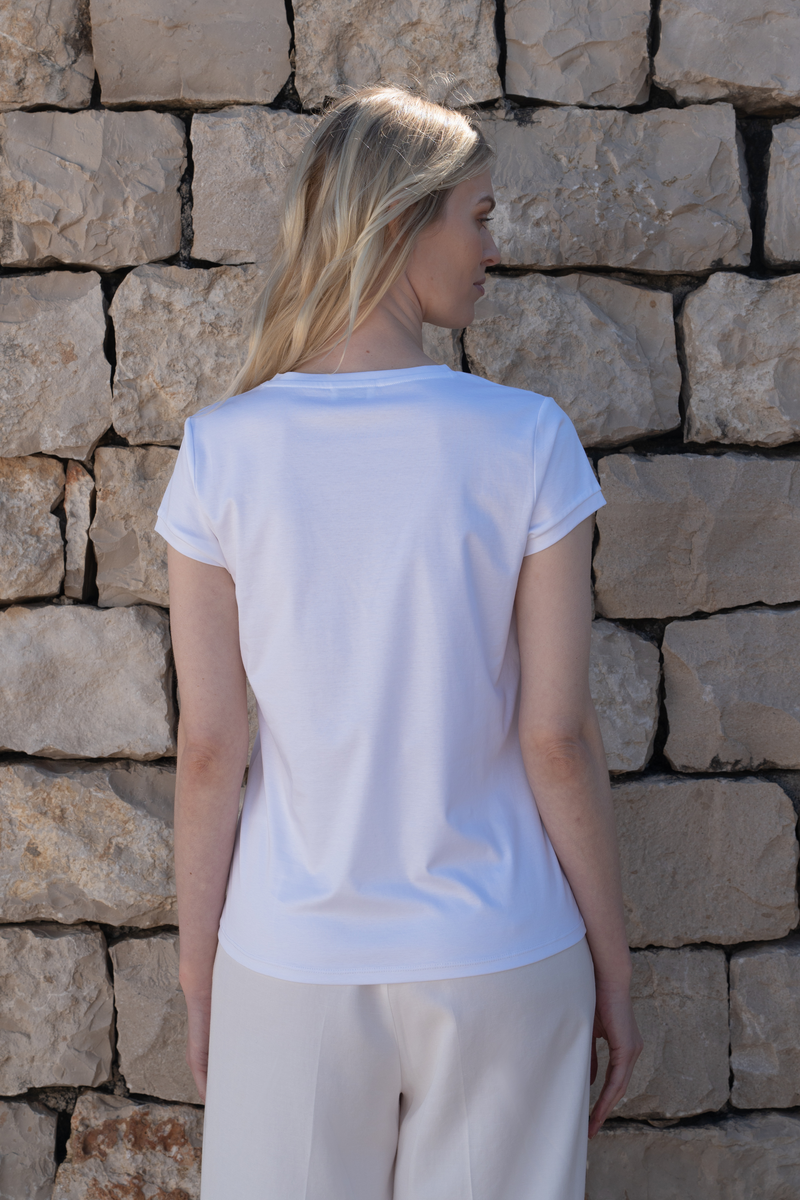 Fluid Cotton-Tencel-Silk T-Shirt â€” White