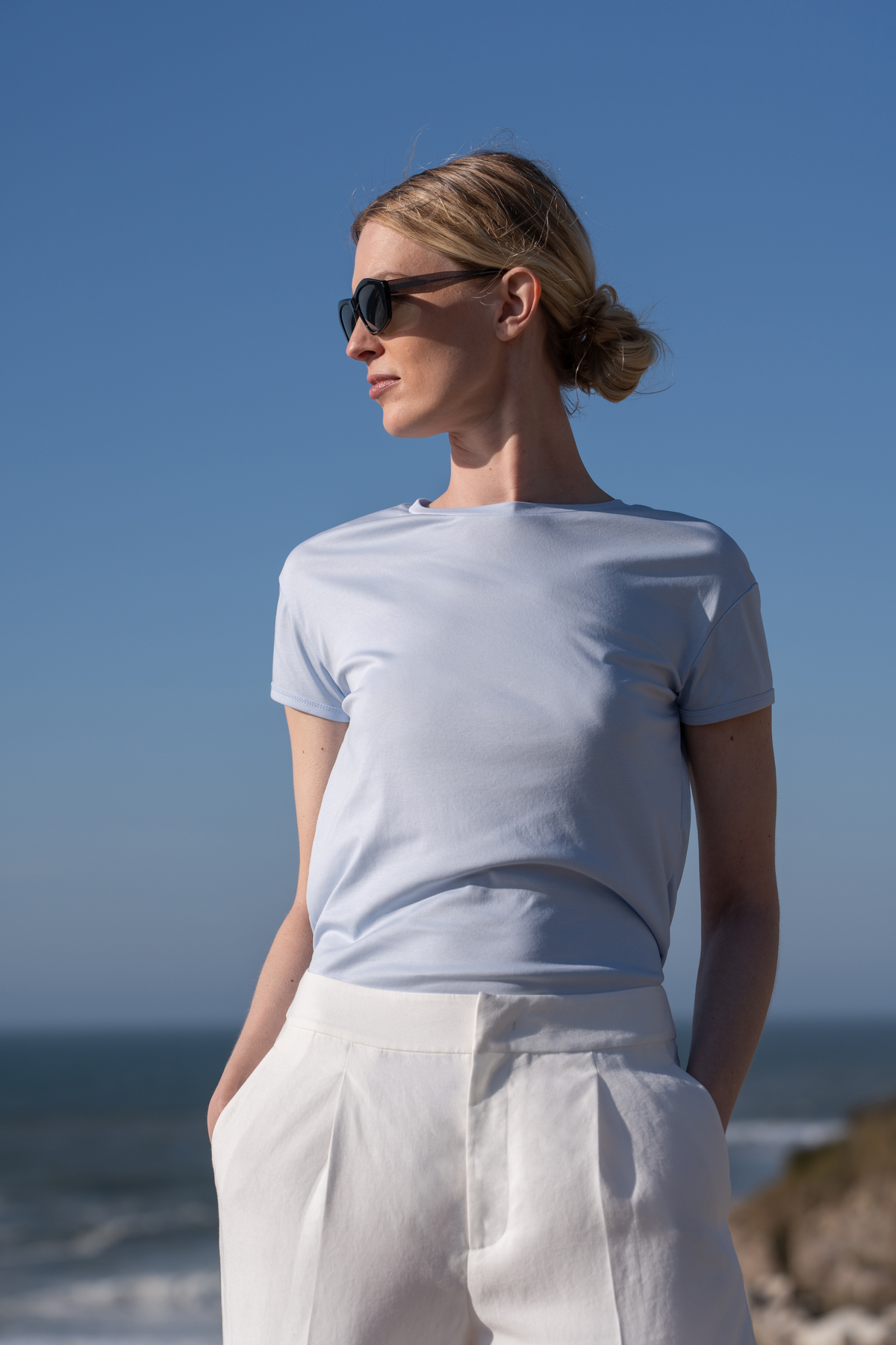 Mercerized Cotton T-Shirt, Light Blue