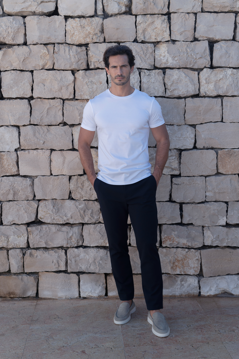 Fluid Cotton-Tencel-Silk T-Shirt â€” White