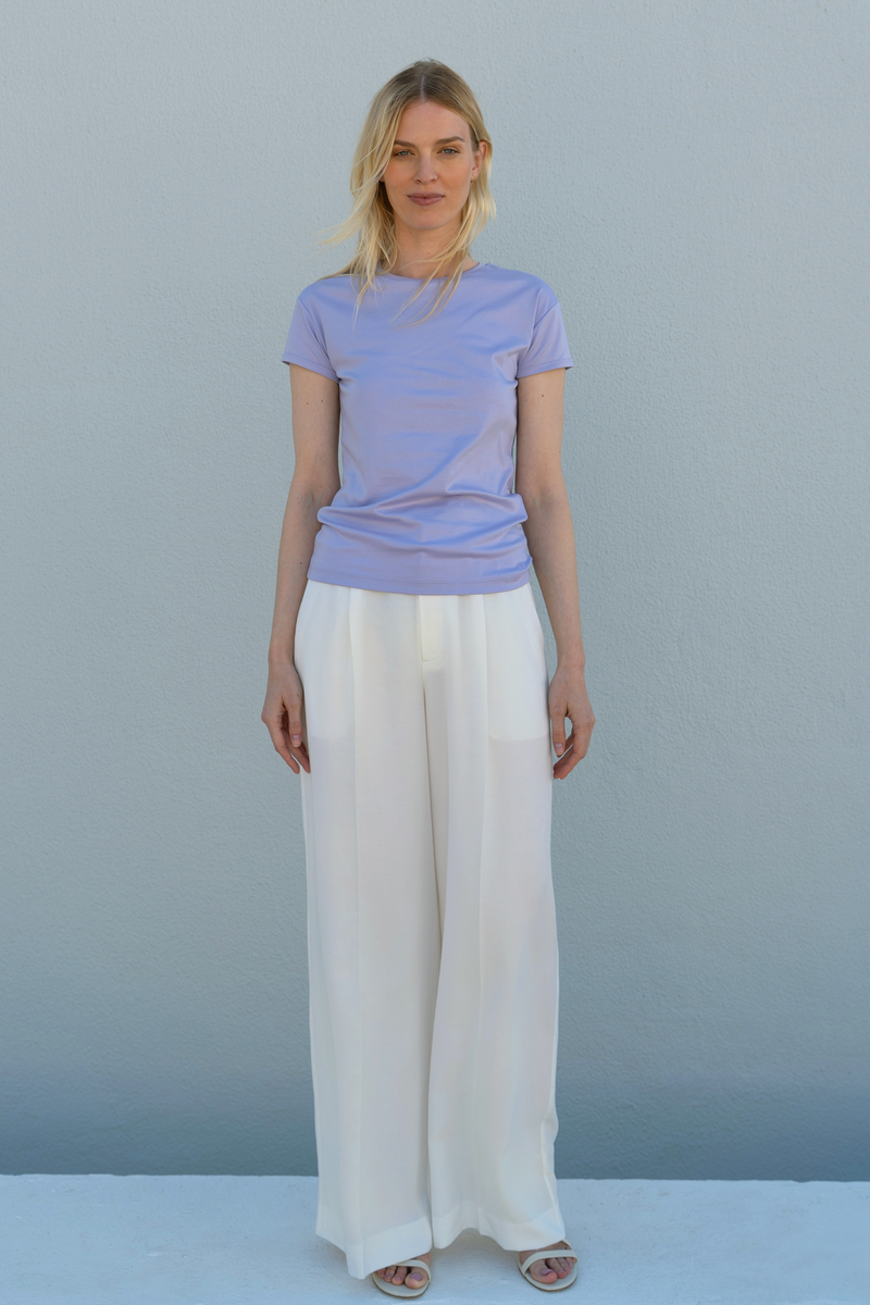 Wide Leg Casual Trousers â€” Offwhite