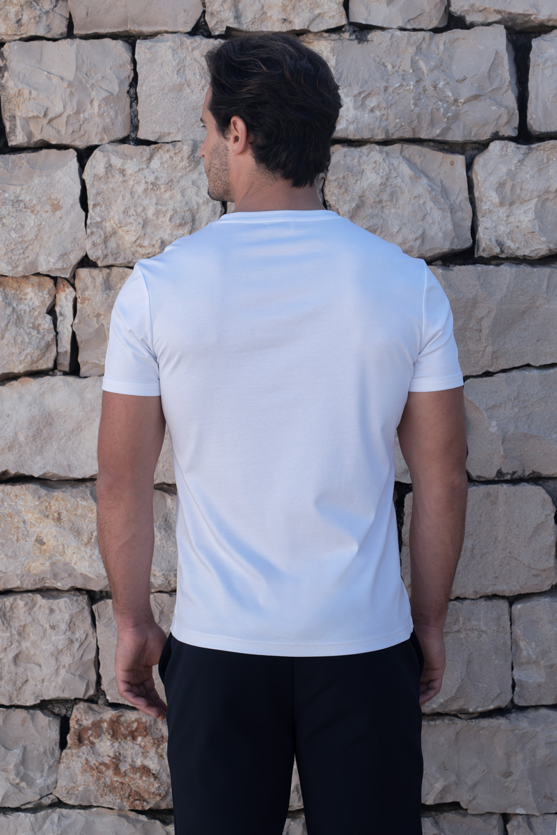 Fluid Cotton-Tencel-Silk T-Shirt â€” White