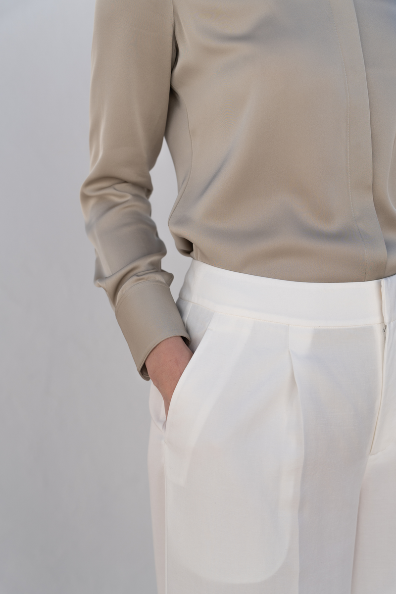 Wide Leg Casual Trousers â€” White