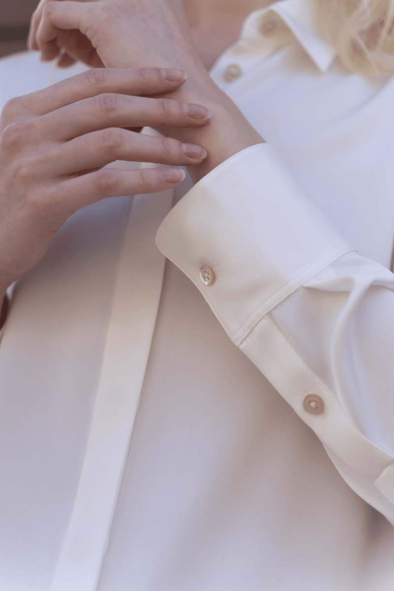 Silk Blouse Concealed Placket â€” Offwhite