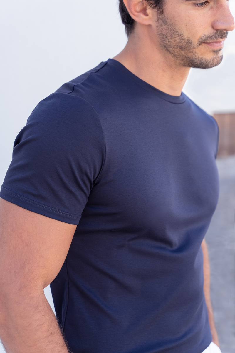 Mercerized Cotton T-Shirt â€” Navy