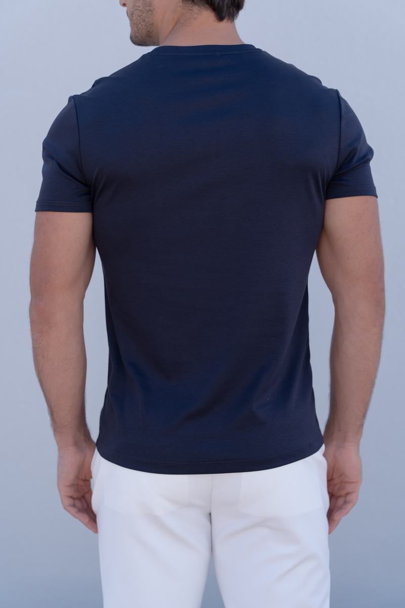 Mercerized Cotton T-Shirt â€” Navy