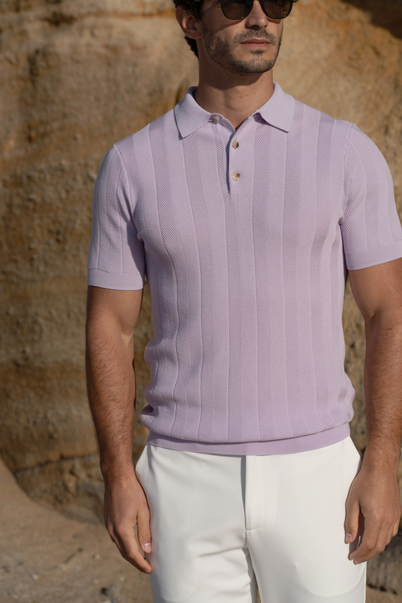 Structured Knitted Polo â€” Light Purple