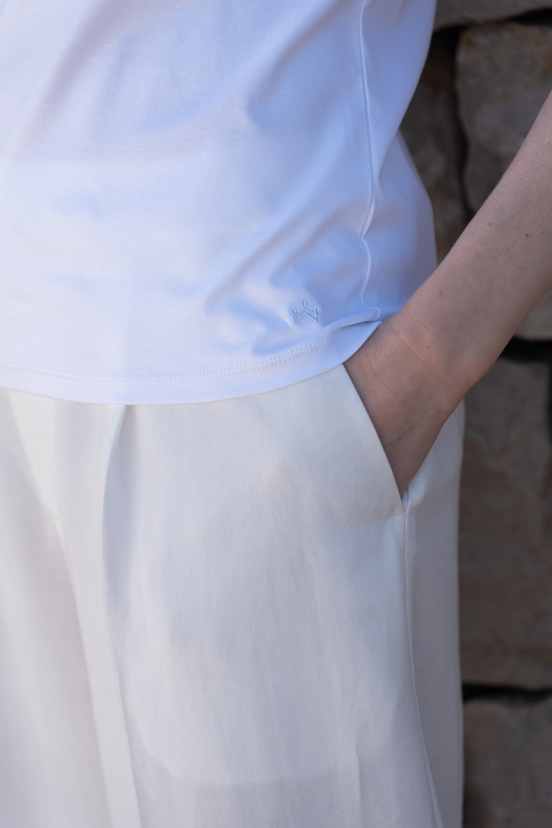 Fluid Cotton-Tencel-Silk T-Shirt â€” White