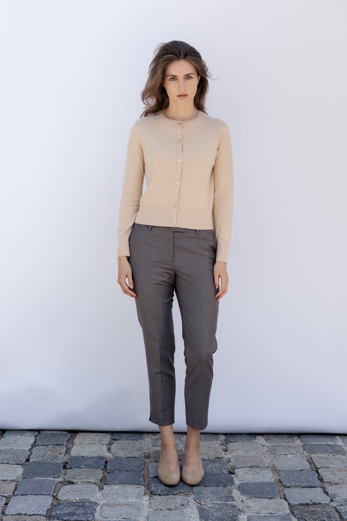 Wool Cigarette Trousers, Galet